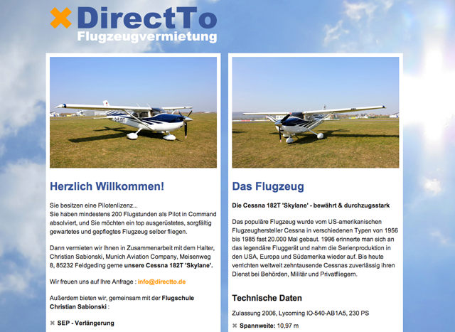 directto - flugzeugvermietung